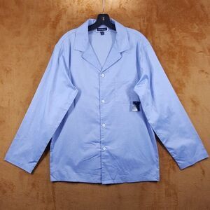 CLUB ROOM Sleepwear Mens Small Blue Button Up Collared Pocket Pajama Sleep Shirt